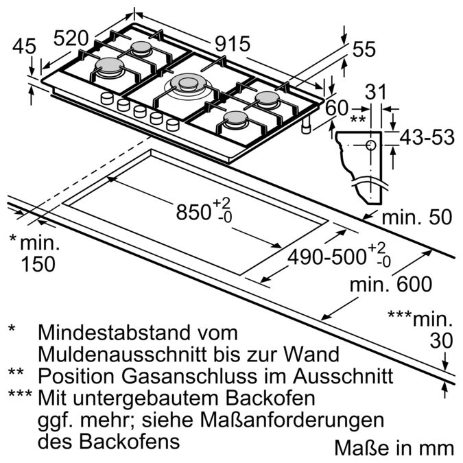 iQ500 Gas-Kochstelle, Edelstahl, 90 cm EC945RB91D EC945RB91D-4