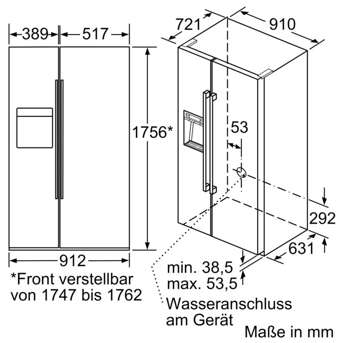 iQ700 Kühl-Gefrierkombination SBS 175.6 x 91.2 cm Schwarz KA92DHB31 KA92DHB31-6