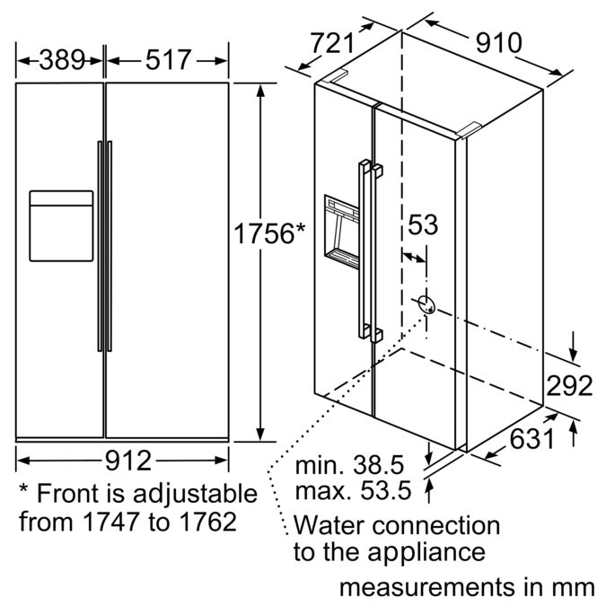 iQ700 Side-by-side fridge-freezer 175.6 x 91.2 cm Black KA92DSB30 KA92DSB30-9