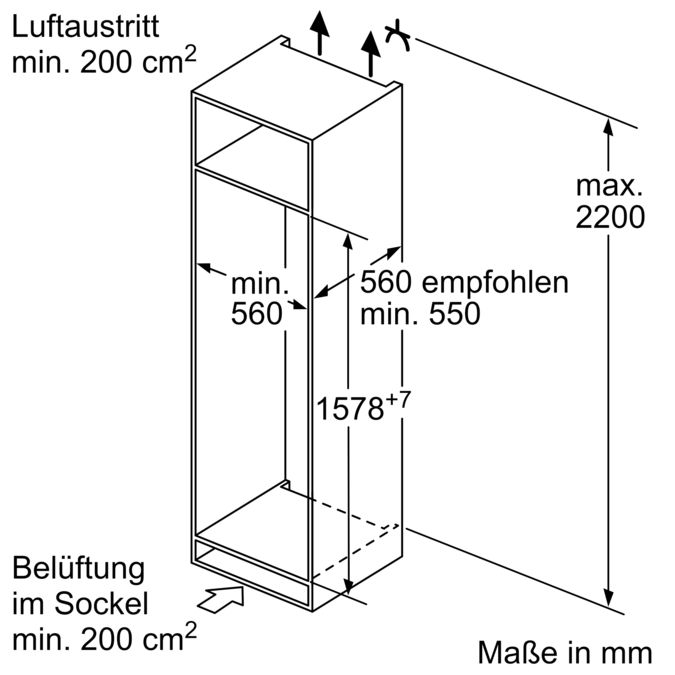 Einbau-Kühl-Gefrier-Kombination mit Gefrierbereich unten 157.8 x 54.1 cm Schleppscharnier JC77BB30 JC77BB30-2