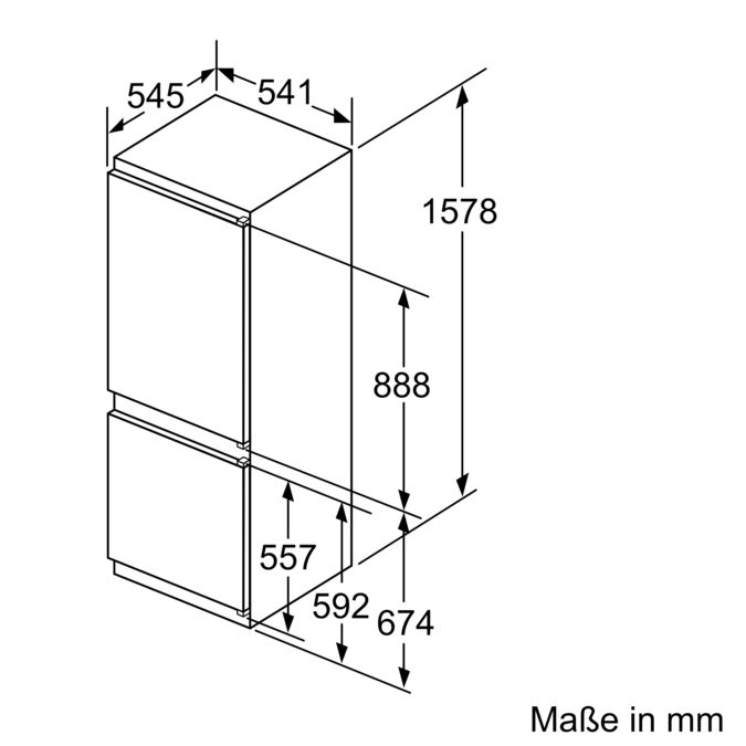 Einbau-Kühl-Gefrier-Kombination mit Gefrierbereich unten 157.8 x 54.1 cm Schleppscharnier JC77BBSF0 JC77BBSF0-3