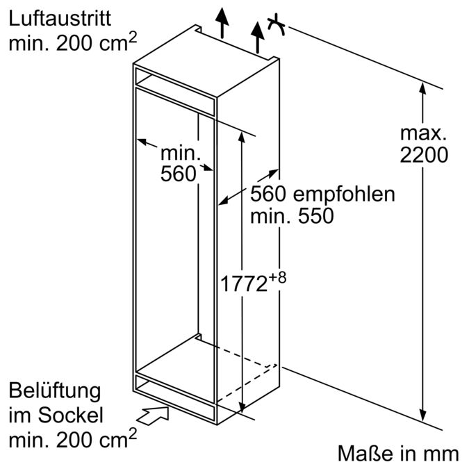 Einbau-Kühl-Gefrier-Kombination mit Gefrierbereich unten 177.2 x 54.1 cm Schleppscharnier JC87BBSE0 JC87BBSE0-9