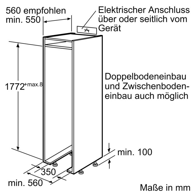 N 90 Einbau-Kühlschrank mit Gefrierfach 177.5 x 56 cm K8325X0 K8325X0-3