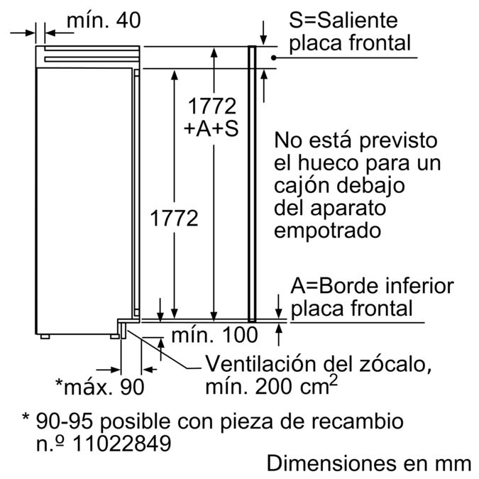 N 90 Congelador integrable 177.2 x 55.6 cm G8320X0 G8320X0-2