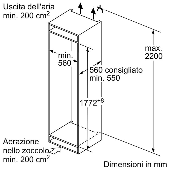 N 70 Frigoriferi combinati con area di congelamento in basso integrabile KI4823F30 KI4823F30-2