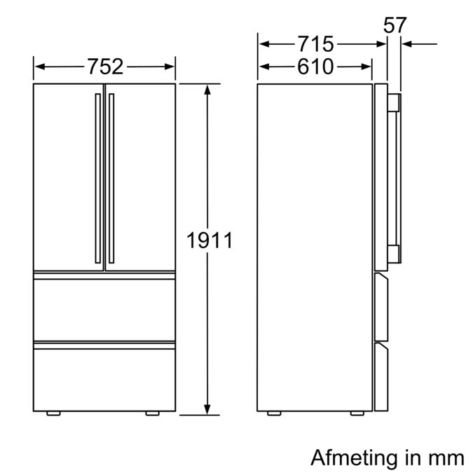 iQ700 French Door koel-vriescombinatie, 3 deuren 191.1 x 75.2 cm rvs KM40FAI20 KM40FAI20-8