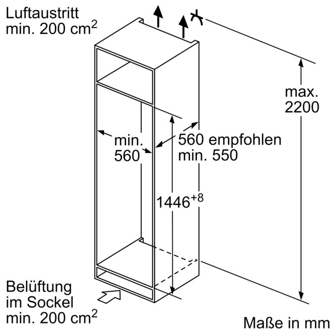 Einbau-Kühl-Gefrier-Kombination mit Gefrierbereich unten 144.6 x 54.1 cm Schleppscharnier JC67BBSF0 JC67BBSF0-3