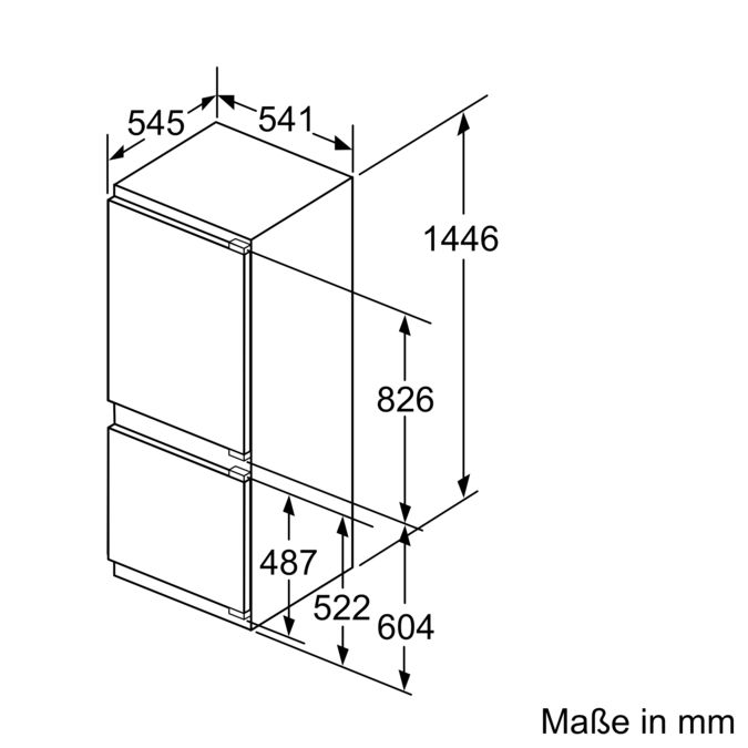 Einbau-Kühl-Gefrier-Kombination mit Gefrierbereich unten 144.6 x 54.1 cm Schleppscharnier JC67BB30 JC67BB30-3