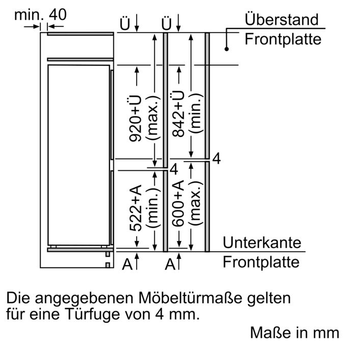 Einbau-Kühl-Gefrier-Kombination mit Gefrierbereich unten 144.6 x 54.1 cm Schleppscharnier JC67BB30 JC67BB30-4