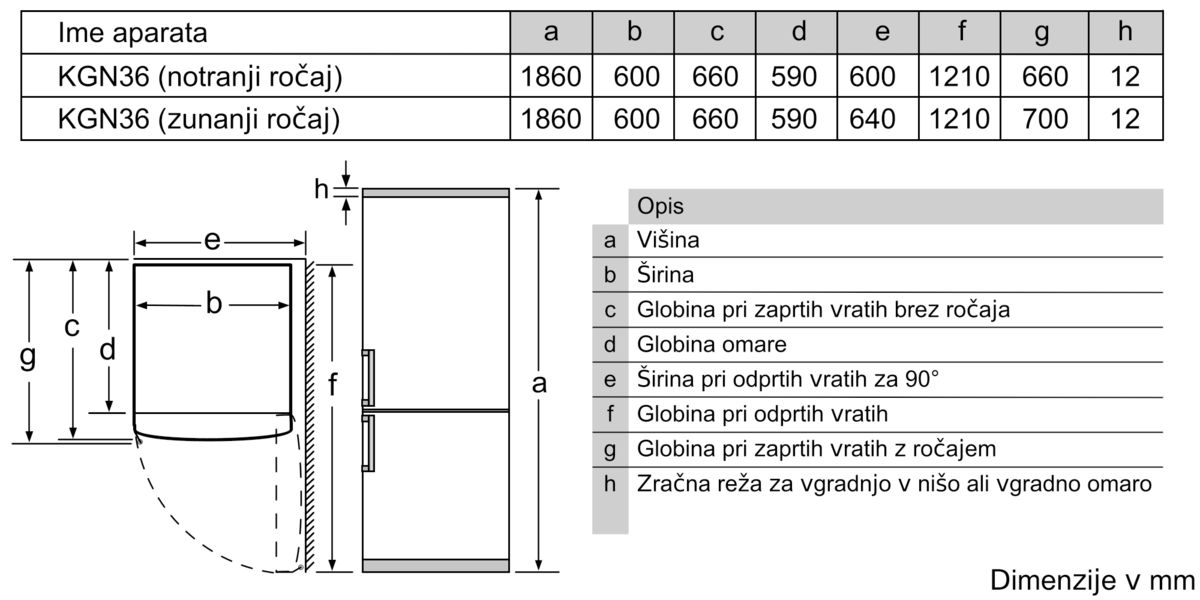 N 50 Prostostoječi hladilnik z zamrzovalnikom spodaj 186 x 60 cm Stainless steel (with anti-fingerprint) KG7362I30 KG7362I30-7