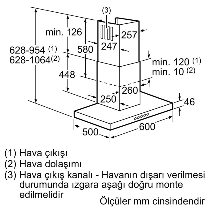 Duvar Tipi Davlumbaz 60 cm Paslanmaz çelik DVB6R422 DVB6R422-2