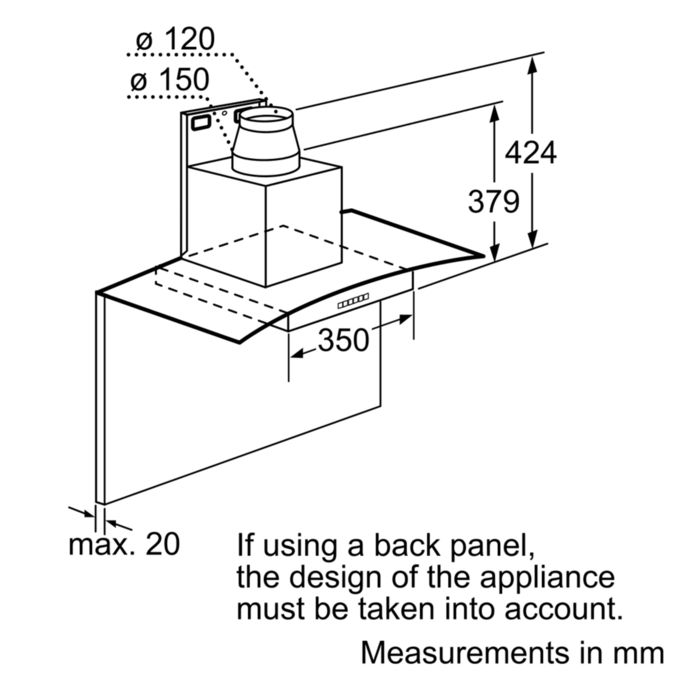 iQ100 wall-mounted cooker hood 60 cm clear glass LC64GB522B LC64GB522B-7