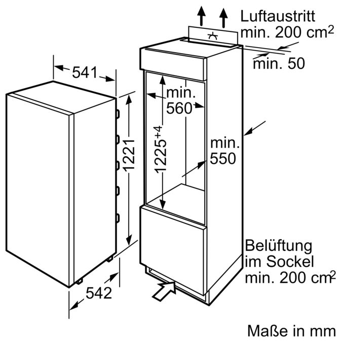 Einbau-Kühlschrank mit Gefrierfach 122.5 x 56 cm JC40GB30 JC40GB30-2