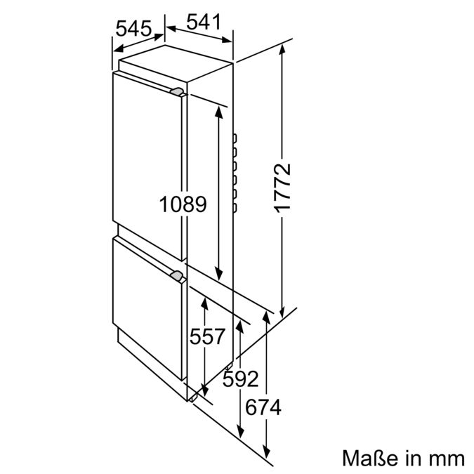 Einbau-Kühl-Gefrier-Kombination mit Gefrierbereich unten 177.2 x 54.1 cm Schleppscharnier JC80BB20 JC80BB20-4