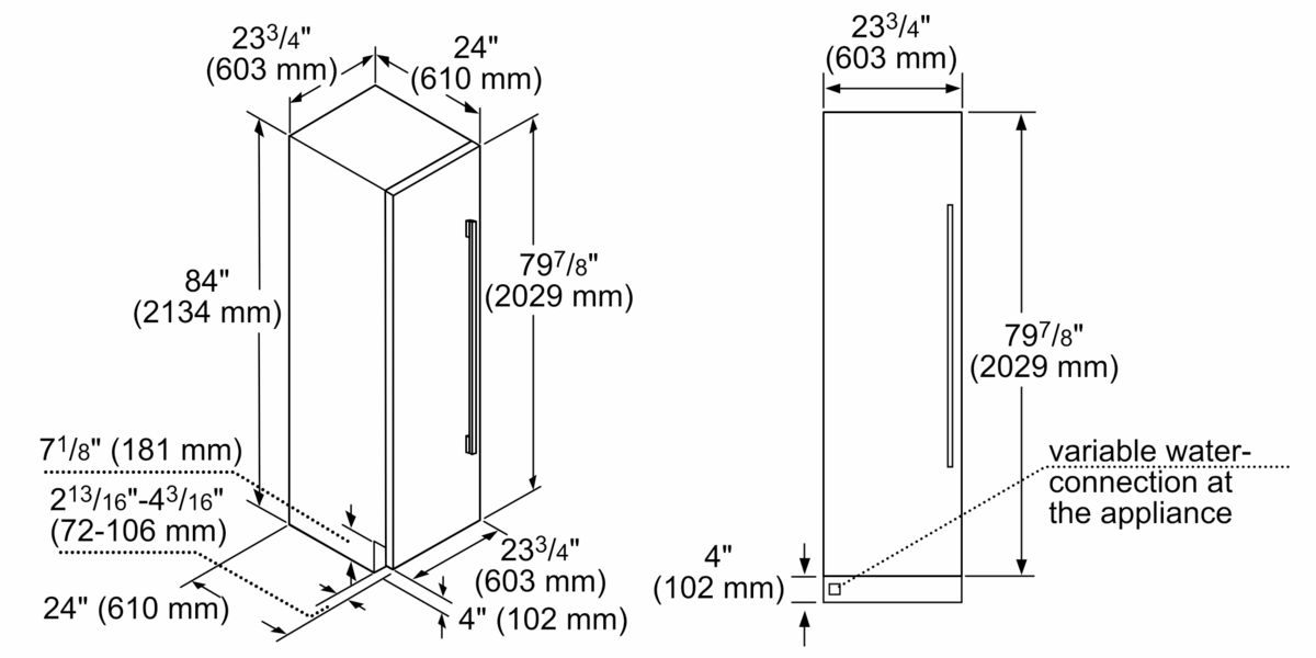 Freedom® Built-in Panel Ready Freezer Column 24'' soft close flat hinge T24IF900SP T24IF900SP-6