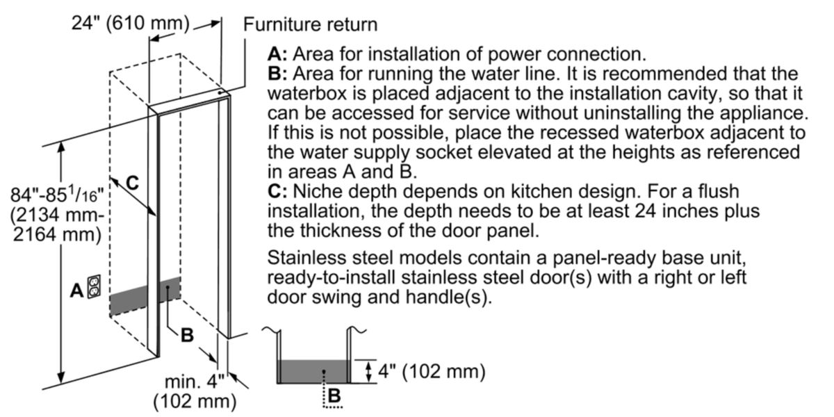 Freedom® Built-in Freezer Column 24'' Panel Ready, External Ice & Water Dispenser, Left Hinge T24ID905LP T24ID905LP-13