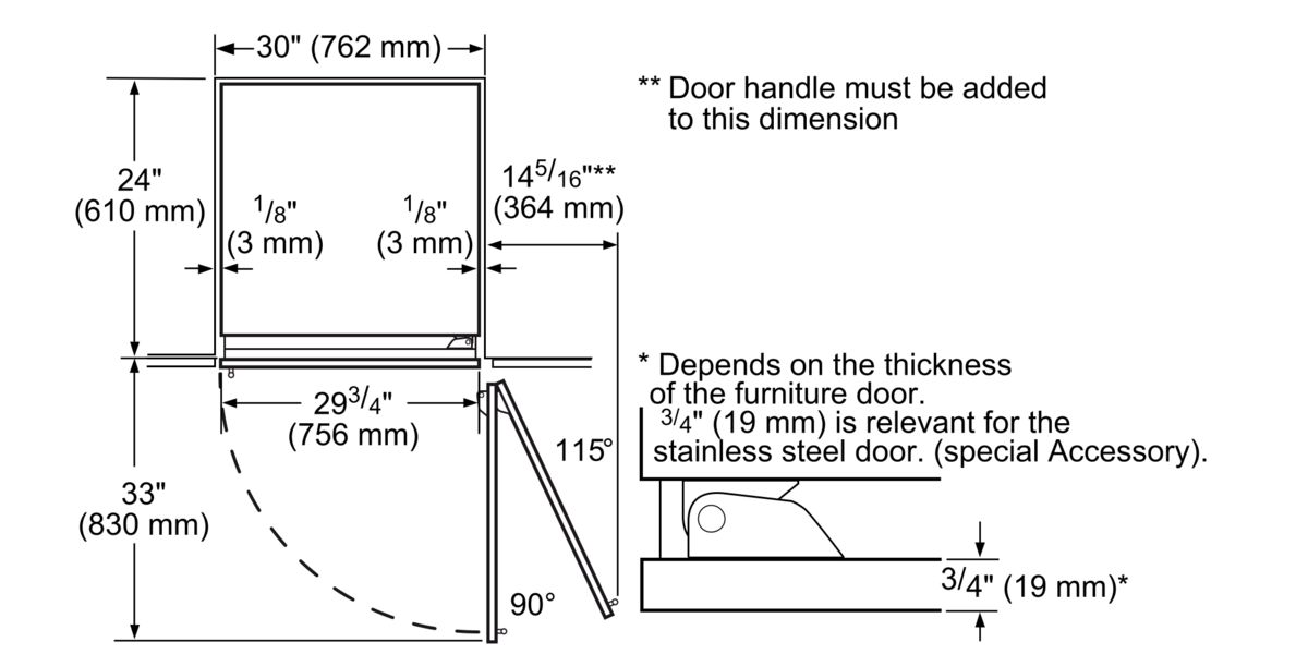 Freedom® Built-in Fridge 30'' soft close flat hinge T30IR901SP T30IR901SP-5