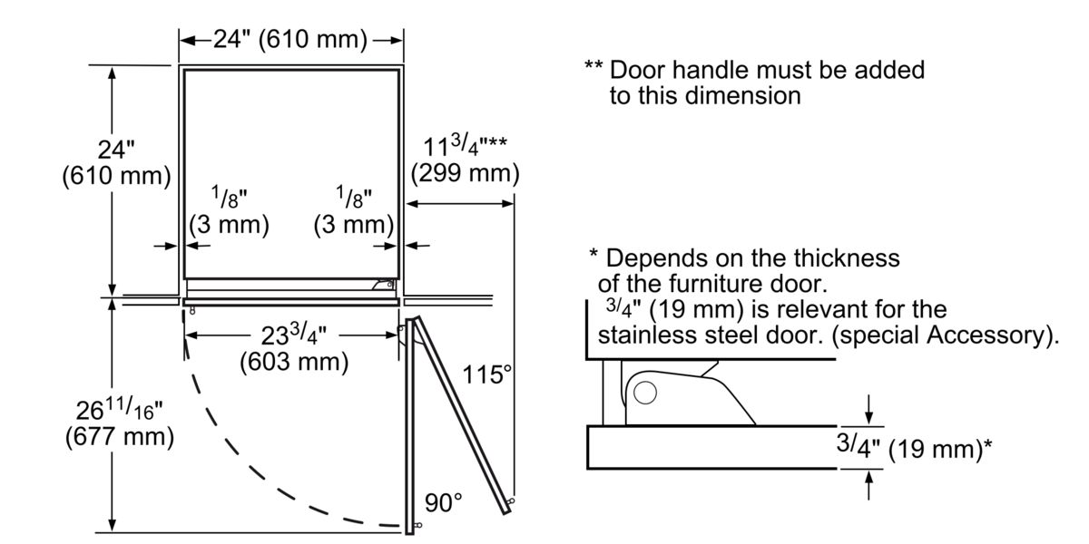 Freedom® Built-in Fridge 24'' soft close flat hinge T24IR900SP T24IR900SP-9