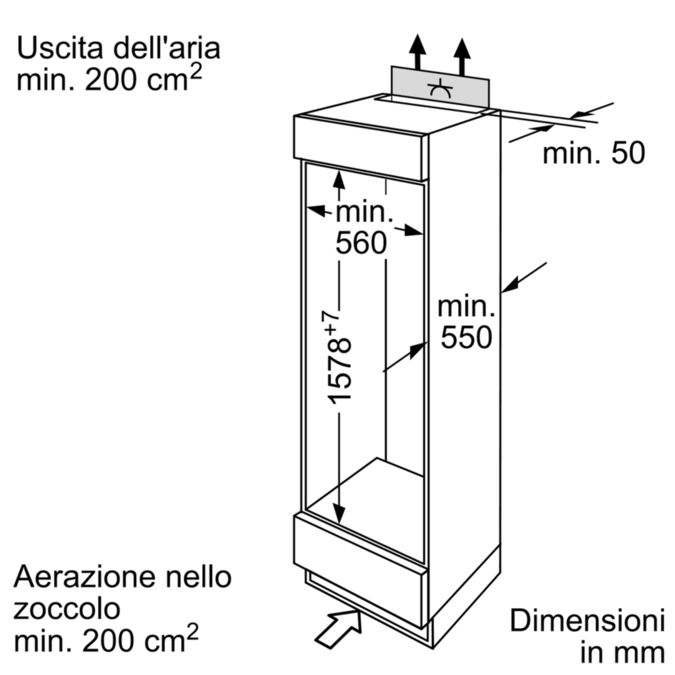 iQ300 Frigo-congelatore doppia porta da incasso 157.8 x 54.1 cm cerniera a traino KI28DA20 KI28DA20-7