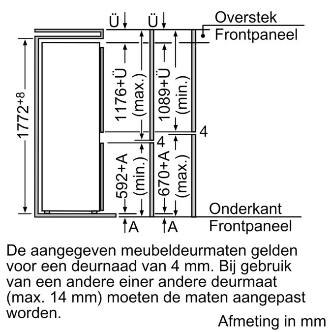 Inbouw koel-vriescombinatie 177.2 x 54.1 cm Sleepdeursysteem CK65743 CK65743-7