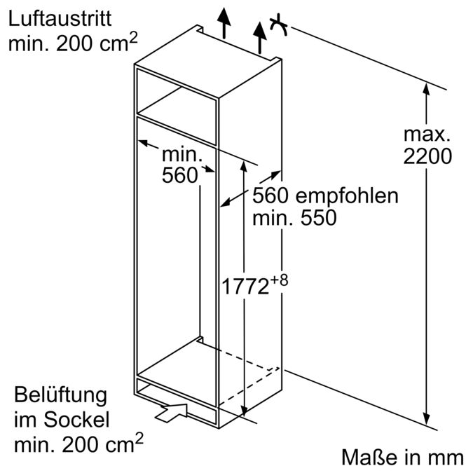 Einbau-Kühlschrank 177.5 x 56 cm Schleppscharnier CK181NSE0 CK181NSE0-8