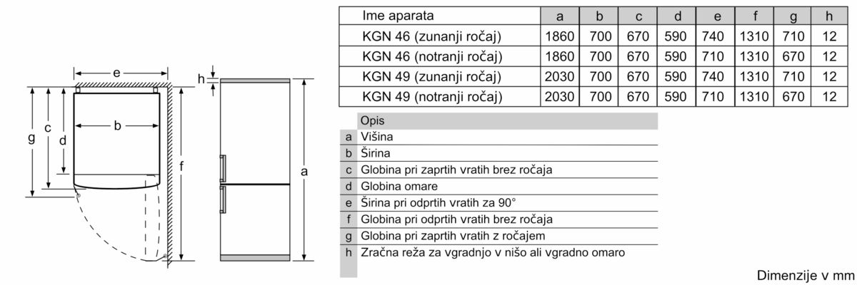 N 70 free-standing fridge-freezer with freezer at bottom, glass door 203 x 70 cm Black, Total No Frost KG7493BD0 KG7493BD0-8