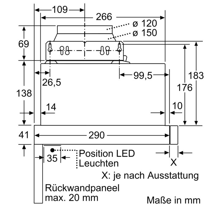 Flachschirmhaube 60 cm Silbermetallic CD30646 CD30646-11