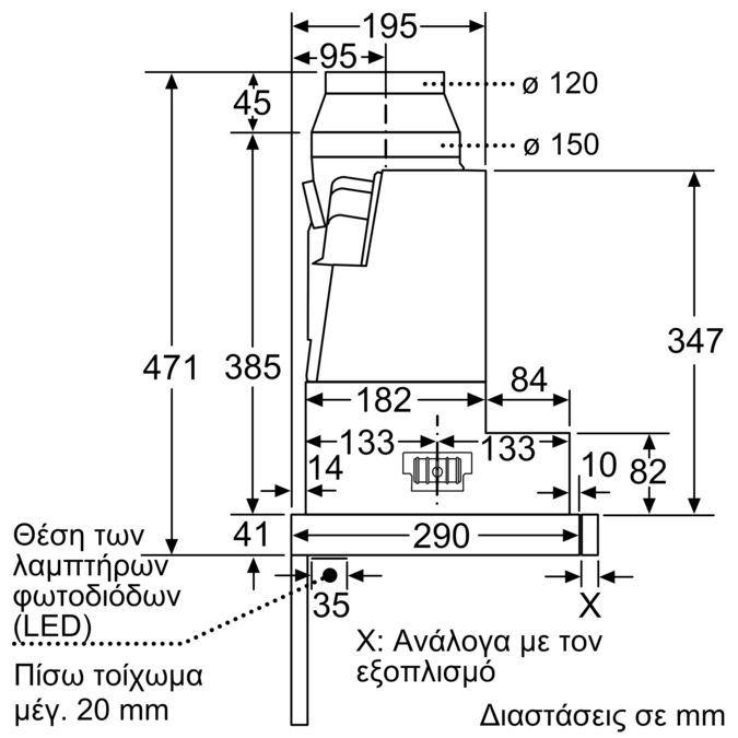 N 50 Απορροφητήρας συρόμενος 90 cm Ασημί μεταλλικό D49ED52X1 D49ED52X1-11