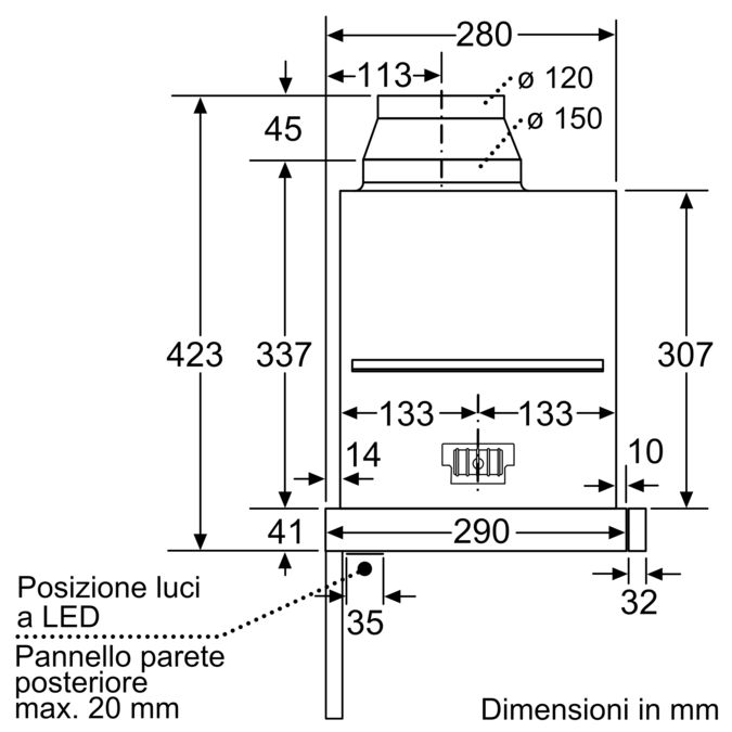 N 90 Cappa aspirante telescopica 90 cm acciaio inox D49PU65X3 D49PU65X3-6