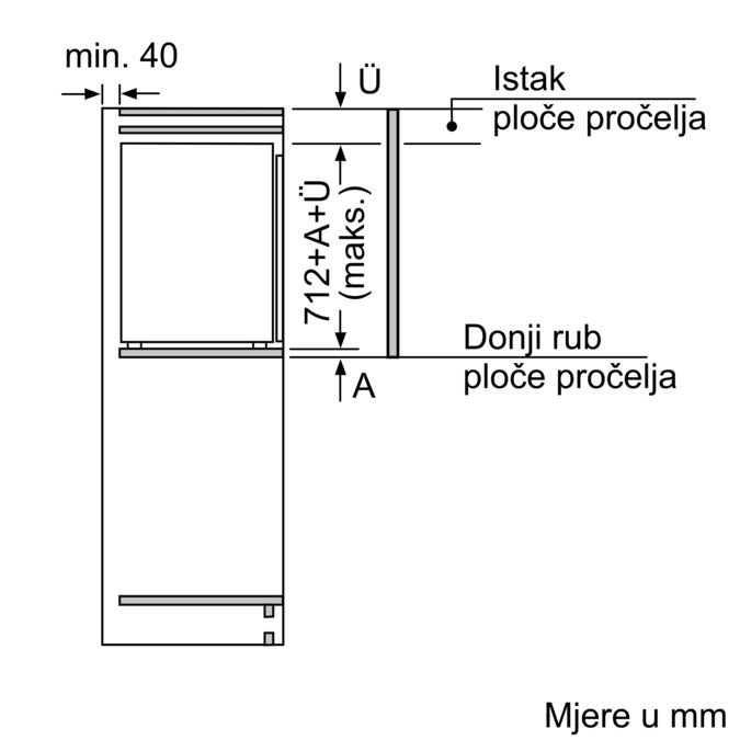 N 50 Ugradbena vertikalna ledenica 71.2 x 55.8 cm flat hinge GI1113FE0 GI1113FE0-7