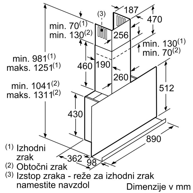 N 90 Stenska napa 90 cm Iz črnega stekla D95FRW1S0 D95FRW1S0-8