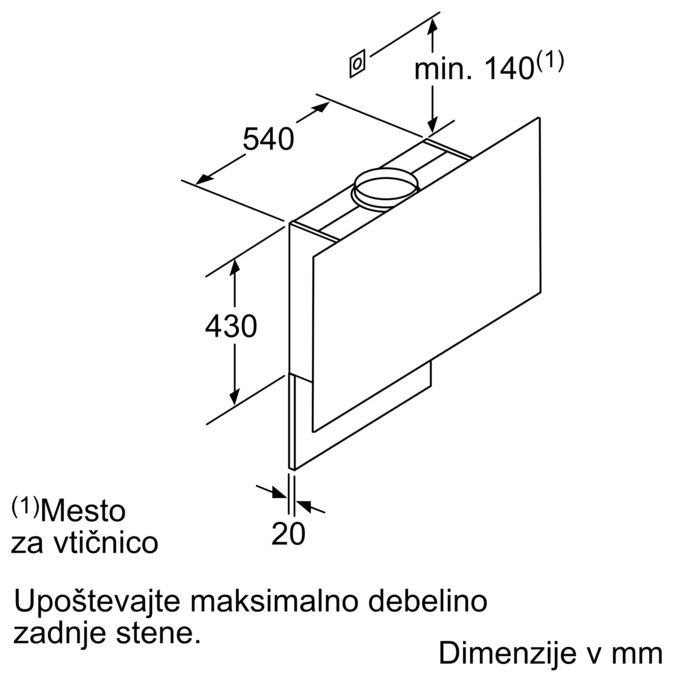 N 90 Stenska napa 90 cm Iz črnega stekla D95FRW1S0 D95FRW1S0-13
