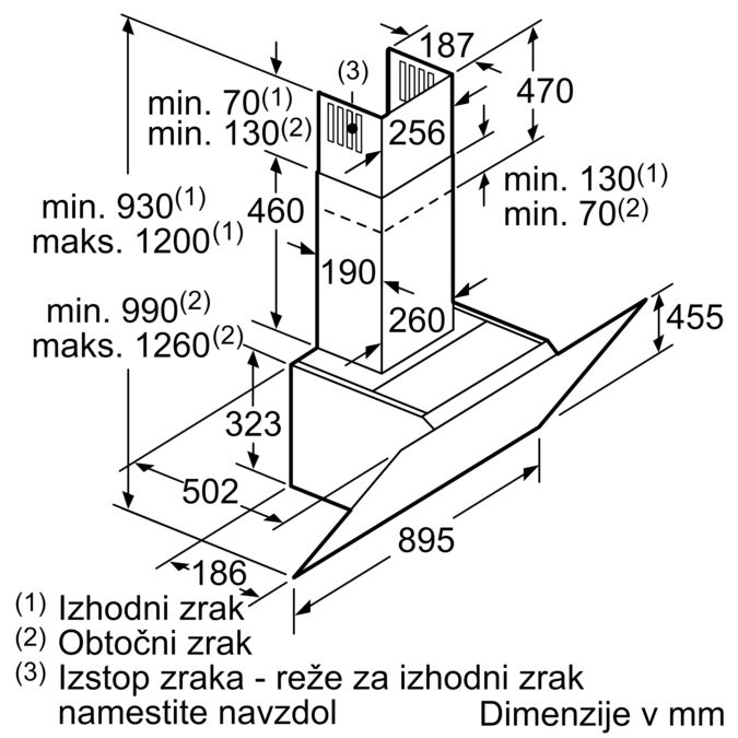 N 50 Stenska napa 90 cm prozorno steklo s črnim tiskom D95IMM1G0 D95IMM1G0-10