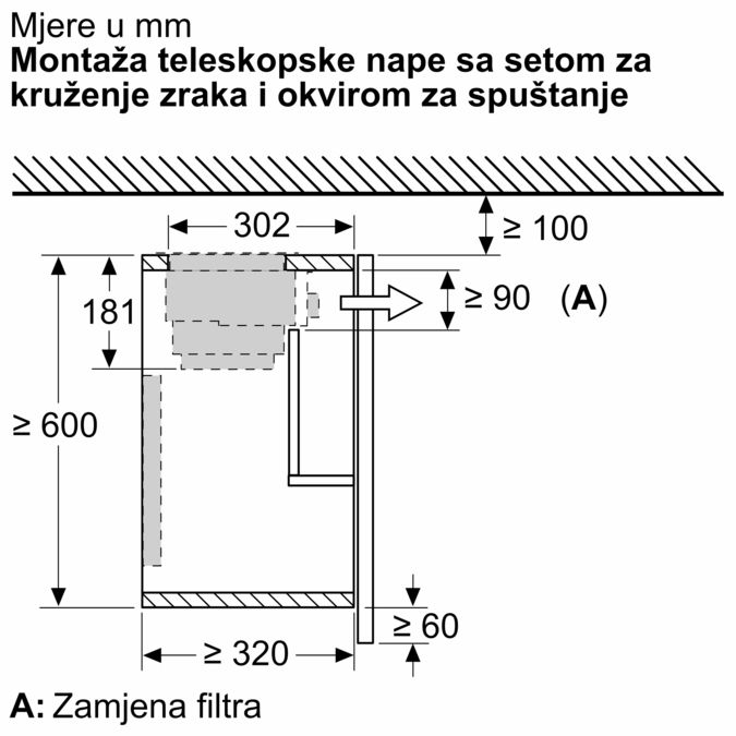 Dodatni pribor za nape 538 mm Z54TL60X0 Z54TL60X0-9