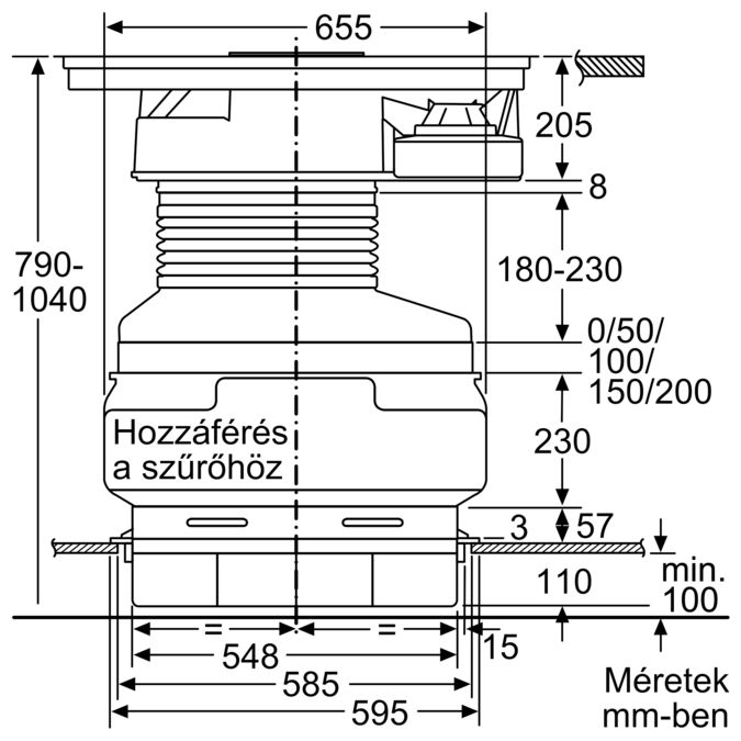 N 70 Indukciós főzőlap, beépített elszívóval 80 cm T48BD1AN0 T48BD1AN0-5