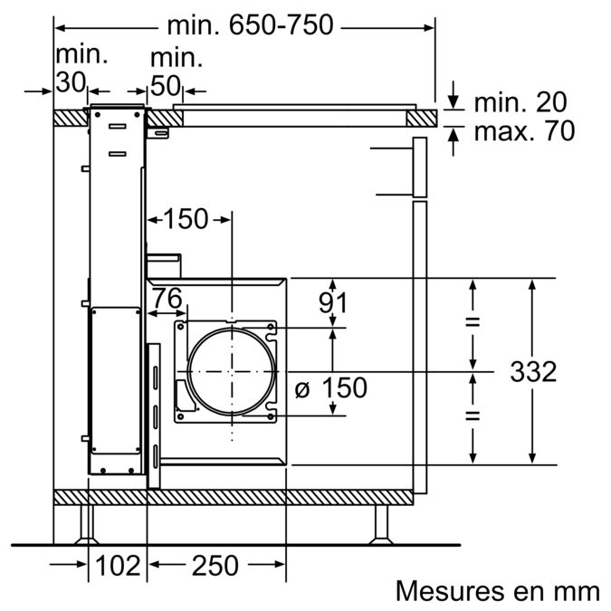 N 90 Hotte de plan de travail 90 cm Acier inox I99L59N0 I99L59N0-2