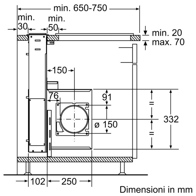 N 90 Cappa aspirante da tavolo 90 cm acciaio inox I99L59N0 I99L59N0-3