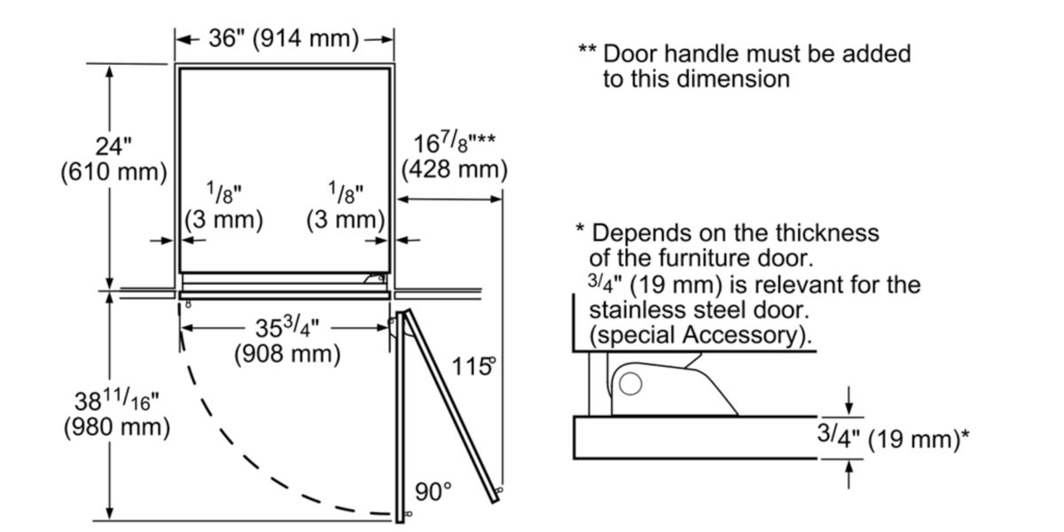 Freedom® Built-in Panel Ready Fresh Food Column 36'' soft close flat hinge T36IR900SP T36IR900SP-9