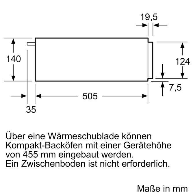 iQ500 Wärmeschublade 60 x 14 cm Schwarz, Edelstahl BI510CNR0 BI510CNR0-6