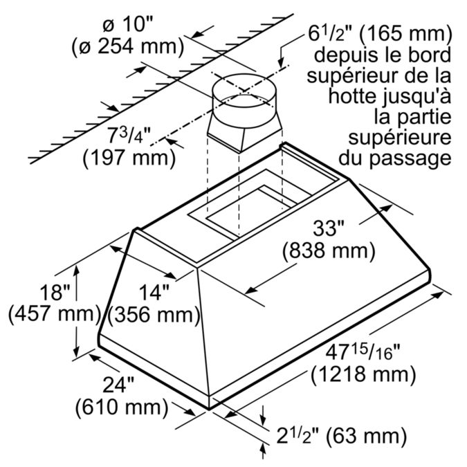 Professional wall-mounted cooker hood, pyramid design 48'' Acier inox HPCN48WS HPCN48WS-8
