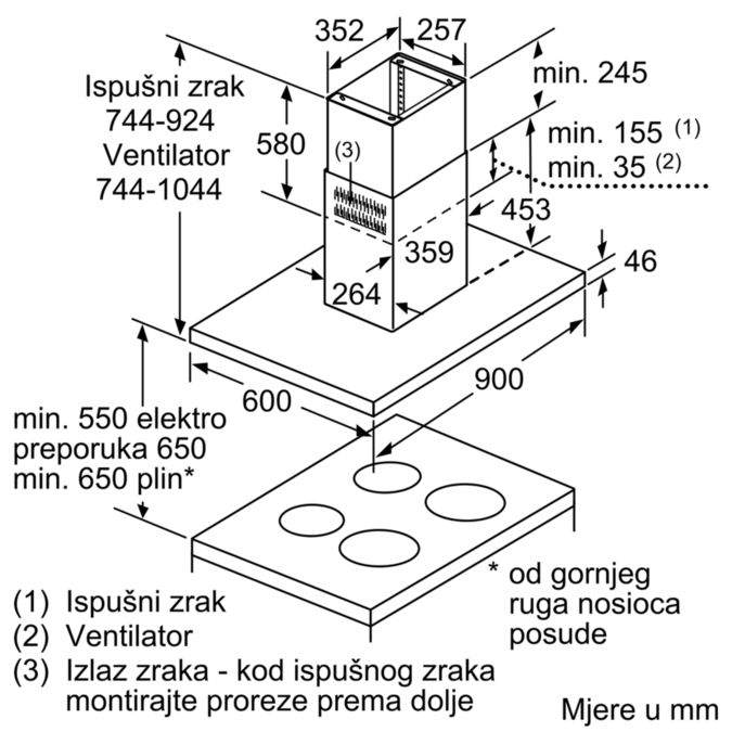 N 70 Otočna napa 90 cm Stainless steel I96BMP5N0 I96BMP5N0-5