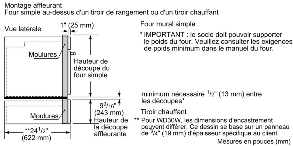 Tiroir chauffant 30'' WD30W WD30W-7