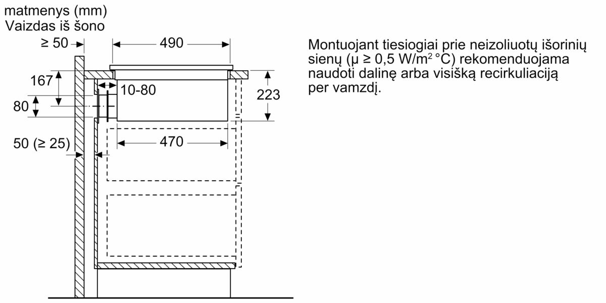 N 70 Indukcinė kaitlentė su integruota ventiliacijos sistema 70 cm kaitlentė su plieniniu rėmu T47TD7BN2 T47TD7BN2-21