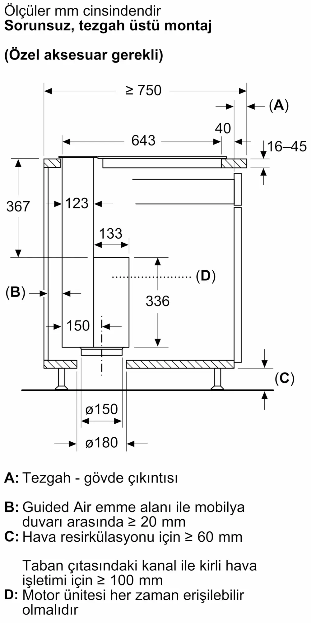 LD88WMM65 Tezgaha Entegre Davlumbaz | Siemens Ev Aletleri