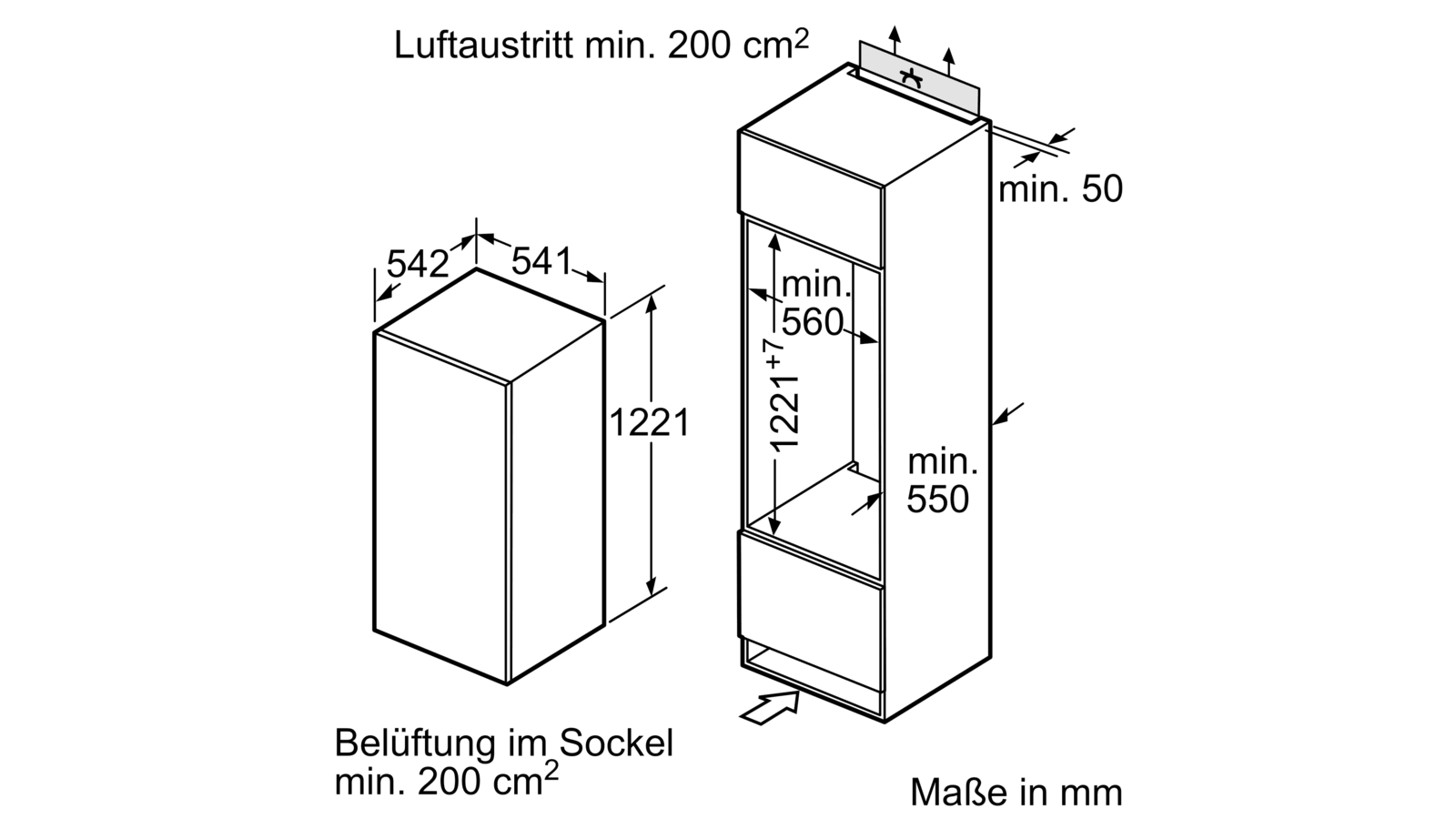 Neff K1544X8 Kühlschrank Eingebaut 54cm Weiß Neu 