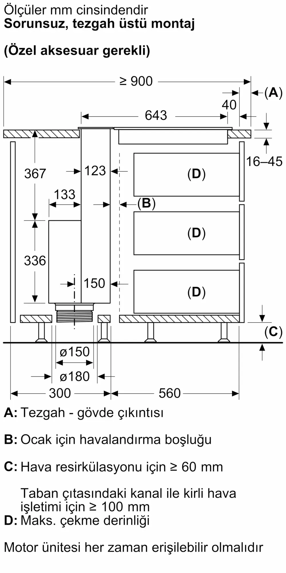 LD88WMM65 Tezgaha Entegre Davlumbaz | Siemens Ev Aletleri
