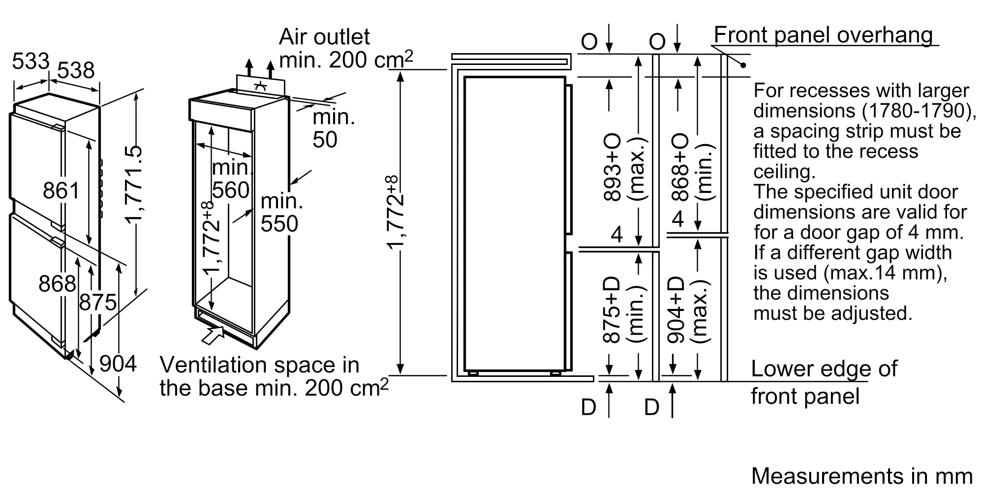 KIN32A40 builtin fridgefreezer with freezer at bottom BOSCH AE