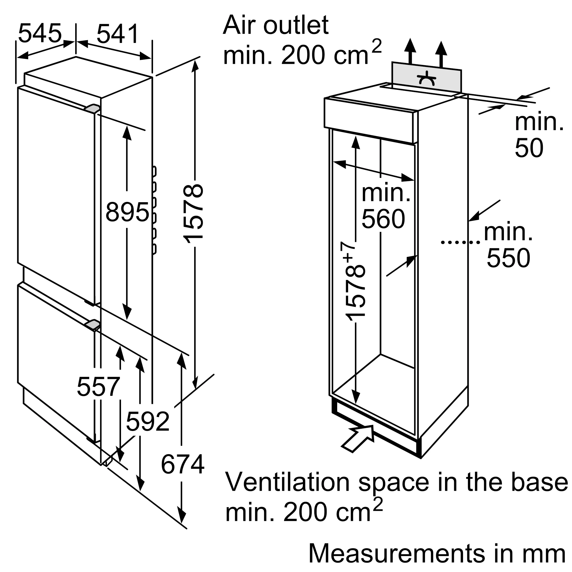 KIV28V20FF builtin fridgefreezer with freezer at bottom BOSCH BG