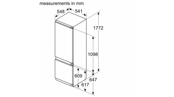 N 50 Vgradni hladilnik z zamrzovalnikom spodaj 177.2 x 54.1 cm ploščati tečaj KI5872FE0 KI5872FE0-6