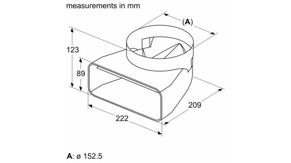 Liitoskappale ⌀ 150 mm, 90 ° pyöreä-litteä Z861SI1 Z861SI1-2